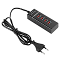 Miniatyrbillede 2 af 8: Mobiltelefon Universal 3A Kabellader Desktop Flere 4 Porte USB EU 100‑240VEU Sort 4USB Linje 1,5 m med Emballage