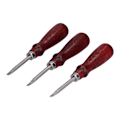 Miniatyrbilde 3 av 7: 3 stk. lærskaftrimmer Sharp profesjonelt trimmesett med trehåndtak for DIY-håndverk lærsnitting