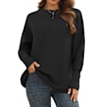 Miniatyrbild 3 av 7: Långärmad tröja Dam Höst Vinter Andas Lös Casual Elegant Pure Color Stickad Pullover Toppar Svart M
