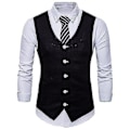 Miniatyrbillede 1 af 3: Sort XL Herre Singel-Bryst Solid Farve Vest