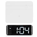 Miniatyrbild 3 av 8: Väckarklocka Trådlös laddare Vit USB-utgångsgränssnitt Snabbladdning LED-display Justerbar volym Elektronisk utrustning