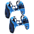 Miniatyrbilde 6 av 8: 2 stk Gamepad Beskyttelsesetui Kamuflasje Silikonetui Skin for PS5 Game Controller Camo Blå
