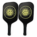 Miniatyrbild 5 av 8: Pickleball Racket Set 2 Rackets 4 Bollar Lättvikts Kolfiber Pickleball Racket för Inomhus Utomhus Svart Gul