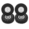 Pikkukuva 5 / 8: 4 kpl RC-ajoneuvon renkaat Renkasetti 55 mm alumiinivanteet etu- ja takarenkaat AXIAL SCX24 1/24 RC-automaasturille Hopea