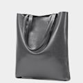 Miniatyrbild 2 av 6: Stor Mörkgrå Ko-Läder Tote Bag för Kvinnor Mångsidig Enkelsidig Messenger Bag 32x6x36cm Perfekt för Vår Sommar dark gray About 32*6*36cm