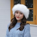 Miniatyrbillede 3 af 3: Mongolsk Vinter Kunstig Pels Ruskind Fluffy Beanie Hat Sort
