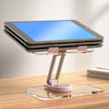Miniatyrbilde 6 av 8: Tablettstativ 360 grader roterende løftbar sammenleggbar akryl Transparent bordstativ rosa