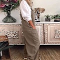 Miniatyrbillede 3 af 5: Linen Bukser med Seler til Kvinder - Casual Khaki Bukser