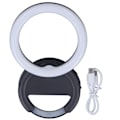 Miniatyrbillede 1 af 8: Clip On Ringlys til telefon 180 graders rotation 3 farver LED Selfie Ringlys til telefon Tabletter Bærbare computere Sort