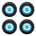 Miniatyrbillede 4 af 8: 4 stk RC bilgummidæk med blå nav V-form til WLtoys 144001 1/14 fjernstyret bil