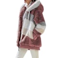 Miniatyrbillede 2 af 3: Rød Dame Colorblock Langærmet Hættetrøje Teddy Bear Fleece Vinterjakke