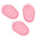 Miniatyrbilde 8 av 8: 3 stk silikon sminkebørsterensmatte bærbar sammenleggbar sminkebørsterenskopp Rosa