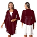 Miniatyrbild 3 av 5: Elegant Marinblå Chiffon Hög-Låg Bröllop Bolero Cape