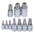 Pikkukuva 7 / 8: 10 kpl Triple Square Spline Bit Sockel M4 - M18 1/4in 3/8in 1/2in Drive CR V Bit Sockel Set säilytyslaatikolla