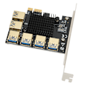 Miniatyrbillede 2 af 8: PCI E 1 til 6 Riser Card IC Køleplade Guldbelagt Behandling Sort USB3.0 Riser Card til Dos til Linux til Win