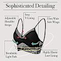 Miniatyrbillede 5 af 5: Trådløs Deep V Lace Push Up Rygfri BH til Lav Ryg, U-Formet Design, Sort