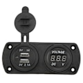 Miniatyrbillede 2 af 8: Hurtig biloplader spændingsmåler Dobbelt USB 12‑24V Vandtæt 2,1A udgang Universal til motorcykler både