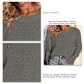 Miniatyrbild 6 av 6: Kvinna Långärmade Virkade Tröjor Stickad Pullover Hollow Out Crewneck Topp för Dating Arbete Grön S