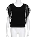 Miniatyrbillede 4 af 5: Afslappet Løstsiddende Batwing Ærme Chiffon Top T-shirt Bluse til Kvinder - Sort - 3XXL