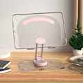 Miniatyrbilde 8 av 8: Tablettstativ 360 grader roterende løftbar sammenleggbar akryl Transparent bordstativ rosa