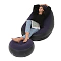 Miniatyrbillede 1 af 8: Oppustelig Stol Foldbar Flocking PVC Komfortabel med Fodskammel Blæsbar Lounge Stol til Udendørs Camping Rejser Lilla Blå