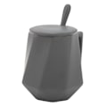 Miniatyrbillede 4 af 8: Keramiske Kaffe Krus Innovative Enkle Polyhedron Geometri Keramiske Tekrus med Låg til Hjem Kontor 450ml Grå