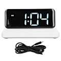 Miniatyrbild 1 av 8: Väckarklocka Trådlös laddare Vit USB-utgångsgränssnitt Snabbladdning LED-display Justerbar volym Elektronisk utrustning