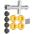 Pikkukuva 8 / 8: 12 mm kuusiokoloadapteri 6 mm paksu M4 laippa lukkomutterit ristikulmaavaimisarja 1/10 RC-autolle Kulta