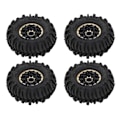 Pikkukuva 4 / 8: 4 kpl RC-kumirenkaat messinkivanteilla, mustat, kestävät RC-raakelin autopyörät AXIAL SCX24 1/24 neliömäisille reikiä varten