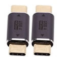 Miniatyrbild 8 av 8: 2st Typ C hane till typ C hane adapter 40Gbps 100W rak mini USB C adapter för bärbar smartphone