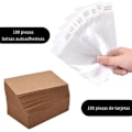 Pikkukuva 6 / 8: 100 kpl Korvakorukortteja 6x9cm Tyhjä Voimapaperilappu 100 OPP-pussin kanssa Kaulakorujen Rannekorujen Esittelyyn Ruskea