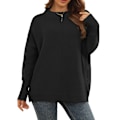 Miniatyrbild 2 av 7: Långärmad tröja Dam Höst Vinter Andas Lös Casual Elegant Pure Color Stickad Pullover Toppar Svart L