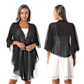 Miniatyrbild 2 av 5: Elegant Marinblå Chiffon Hög-Låg Bröllop Bolero Cape