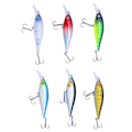 Miniatyrbillede 3 af 8: 6 stk Fiskedrag Hård Lokke med Diskantkrog 3D Øjne Crankbaits Wobblers til Bas Aborre