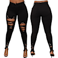 Miniatyrbild 3 av 5: Dam High Waisted Ripped Black Jeans