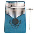 Miniatyrbilde 1 av 8: Kalimba tumpiano mahogni liten bærbar 17-tangenter for nybegynnermusikinstrumenter LTK17S(blå)