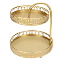 Miniatyrbillede 3 af 8: 2-lags frugtbakke guld elegant stor kapacitet dekorativt multifunktionelt cupcake stativ til hjemmefest køkken