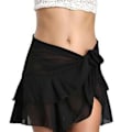 Miniatyrbillede 1 af 5: Elegant Sort Chiffon Ruffle Sarong Strandtøj - One Size