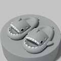 Miniatyrbild 3 av 3: Sommarsharktofflor för pojkar och flickor - halkfria mjuka slidesandaler (grå)