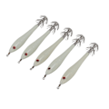 Miniatyrbilde 5 av 8: 5 stk Hardt fiskedrag Simulering blekksprut falsk agn kroker kunstig blekksprut dobbel krok JigLuminous White
