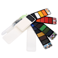 Miniatyrbillede 1 af 8: Solid akvarelmaling Flad vifteformet sammenklappelig bærbar 18 farver Pigment + vandpensel