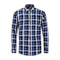 Miniatyrbillede 1 af 5: Afslappet Plaid Check Langærmet Skjorte til Mænd i XL - Mørkeblå/Sort/Hvid