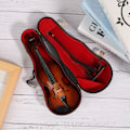 Miniatyrbillede 5 af 8: Træ Miniatyr Violin Model Mini Musikinstrument Model Pynt med Gaveæske