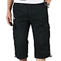 Pikkukuva 1 / 4: Miesten XL Mustat 3/4 Pituudet Cargo Combat Shorts Elastisilla Vyötäröllä