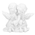 Miniatyrbillede 6 af 8: Englestatue Syntetisk Harpiks Omfavnende Form Hvid Engelpynt Til Skrivebordsdekoration Engel Venstre