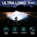 Miniatyrbillede 3 af 8: Aluminiumslegering Multifunktion 3-hoved LED-cykellygter Lampe USB-forlygte Vandtæt udendørs lommelygte