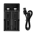 Miniatyrbillede 3 af 8: Universal batterilader med 2 slots USB hurtigopladning med indikatorlampe til 18500 26650 lithiumbatteri