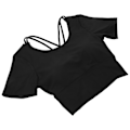 Miniatyrbilde 8 av 8: Dame sommer Sexy Sport Kortermede Topper for Yoga Fitness Trening Sportstilbehør Svart M
