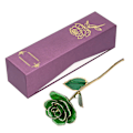 Miniatyrbillede 2 af 8: Forever Green Rose 24K Ægte Kunstig Blomst med Blad og Base Håndværksdekorationer