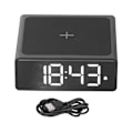 Miniatyrbillede 1 af 8: Digital vækkeur 3-i-1 LED Desktop Digital ur med trådløs opladning USB-strømforsyning til kontoret ved sengen i soveværelset